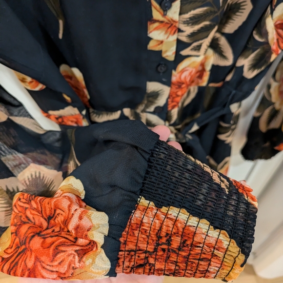 Floral Navy and Orange Dress - Picture 5 of 6